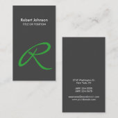 Stijlvol groen wit monogram Visitekaartje (Voorkant / Achterkant)