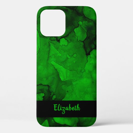 Stijlvol groen zwart Waterverf Patroon personalise Case-Mate iPhone Case (Achterkant)