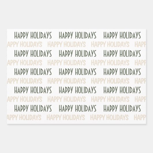 Stijlvol groenbeige Prettige feestdagen omslagpapi Inpakpapier Vel (Voorkant)