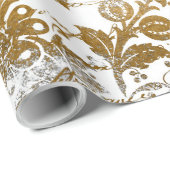  stijlvol Grunge Gold Damask Floral Pattern Cadeaupapier (Rol Hoek)