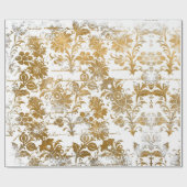  stijlvol Grunge Gold Damask Floral Pattern Cadeaupapier (Vlak)