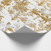  stijlvol Grunge Gold Damask Floral Pattern Cadeaupapier (Hoek)