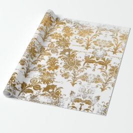  stijlvol Grunge Gold Damask Floral Pattern Cadeaupapier