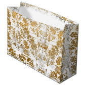  stijlvol Grunge Gold Damask Floral Pattern Groot Cadeauzakje (Voorkant Gekanteld)
