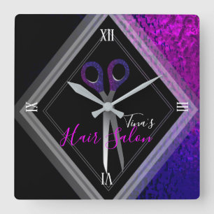 Stijlvol haarzout Modern Paars en zwart Modern Vierkante Klok