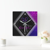 Stijlvol haarzout Modern Paars en zwart Modern Vierkante Klok (Huis)