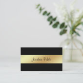 Stijlvol handgeschreven glamour Black Gold Luxe Visitekaartje (Staand voorkant)