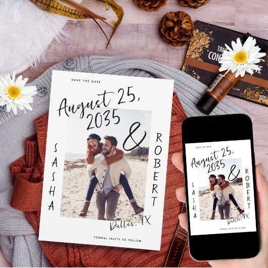 Stijlvol handgeschreven script ampersand foto brui save the date