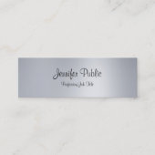 Stijlvol handgeschreven script Modern Silver Trend Mini Visitekaartje (Voorkant)