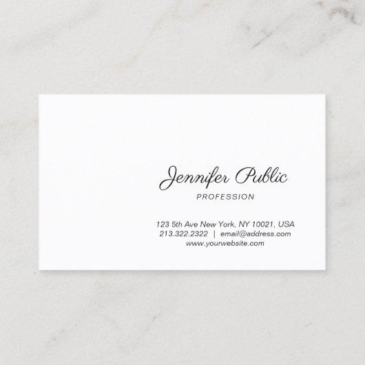 Stijlvol handgeschreven script Modern Simple Plain Visitekaartje (Achterkant)