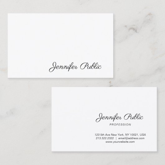 Stijlvol handgeschreven script Modern Simple Plain Visitekaartje (Voorkant / Achterkant)