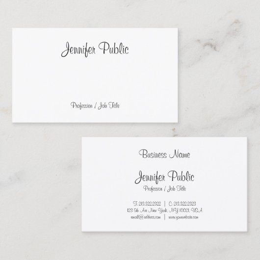 Stijlvol handgeschreven script Modern stijlvolle v Visitekaartje (Voorkant / Achterkant)