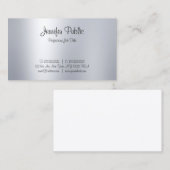 Stijlvol handgeschreven script Silver look minimal Visitekaartje (Voorkant / Achterkant)