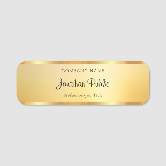 Stijlvol handgeschreven script sjabloon goud trend naamplaatje (Voorkant)