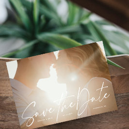 Stijlvol handgeschreven script witte horizontale f save the date