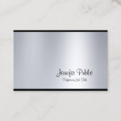 Stijlvol handgeschreven script Zilver Kijk Glamour Visitekaartje (Voorkant)