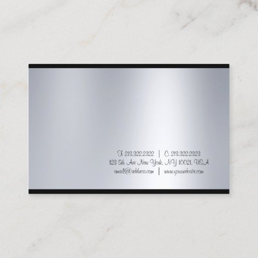 Stijlvol handgeschreven script Zilver Kijk Glamour Visitekaartje (Achterkant)