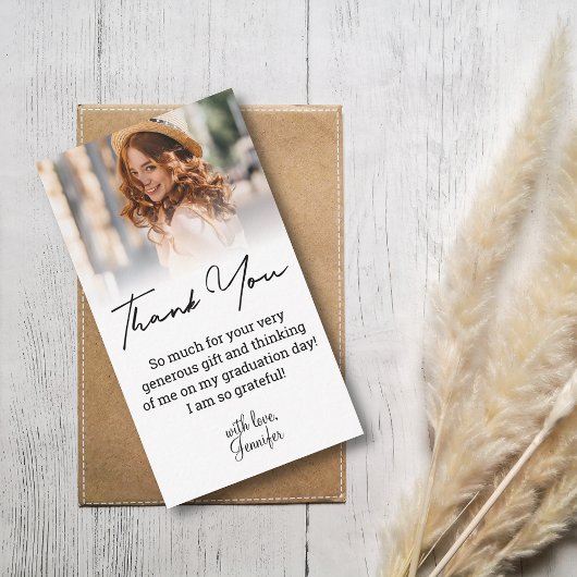 stijlvol handschrift bedankt voor afstuderen foto notitiekaartje