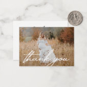 stijlvol handschrift bedankt voor baby shower foto notitiekaartje (Voorkant / Achterkant in situ)