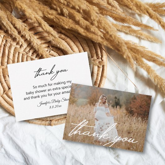 stijlvol handschrift bedankt voor baby shower foto notitiekaartje