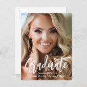 stijlvol handschrift foto afstuderen 2025 aankondigingskaart (Voorkant / Achterkant)