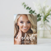stijlvol handschrift foto afstuderen 2025 aankondigingskaart (Staand voorkant)