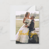 Stijlvol handschrift Foto bruiloft Hartelijk dank Notitiekaartje (Voorkant)