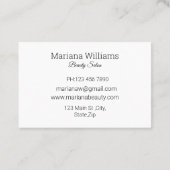 stijlvol handschrift, make-up en haar 3 foto's visitekaartje (Achterkant)