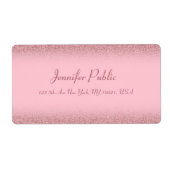 Stijlvol handschrift sjabloon roze goud glans etiket (Voorkant)