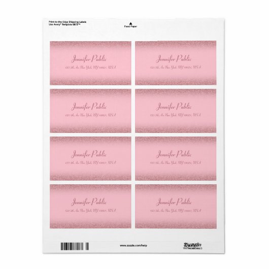 Stijlvol handschrift sjabloon roze goud glans etiket (Full Sheet)