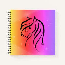 Stijlvol handschrift Sunset Horse Art Sketchbook Notitieboek