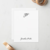 Stijlvol handschrift tekst monogram eenvoudig ontw notitiekaartje (Voorkant / Achterkant in situ)