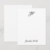 Stijlvol handschrift tekst monogram eenvoudig ontw notitiekaartje (Voorkant / Achterkant)