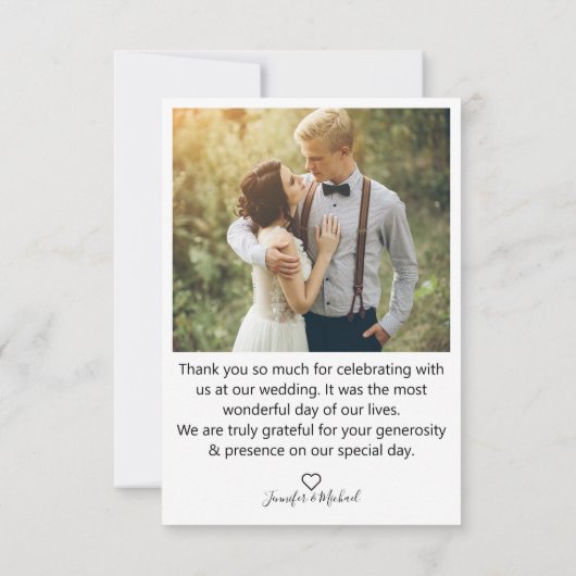 stijlvol handschrift, trouwdag foto bedankkaart (Achterkant)