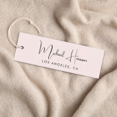 Stijlvol handtekening script roze hanglabel mini visitekaartje