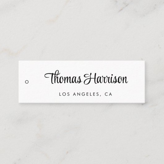 Stijlvol handtekeningscript Hang-Label Mini Visitekaartje (Voorkant)