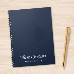 Stijlvol handtekeningscript Monogram Blauw Notitieboek