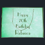 Stijlvol Happy 70th Birthday-ontwerp Groot Cadeauzakje<br><div class="desc">Stijlvolle en elegante Happy 70th Birthday ontwerp grote cadeautas.</div>