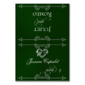 Stijlvol Hart & Krullen - Smaragd Placecard Kaart (Voorkant)