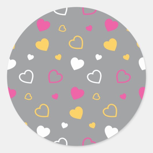 Stijlvol hartenpatroon 3 ronde sticker (Voorkant)