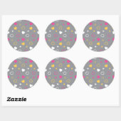 Stijlvol hartenpatroon 3 ronde sticker (Vel)