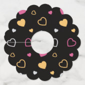 Stijlvol hartenpatroon 3 wijnglaslabel (Achterkant)