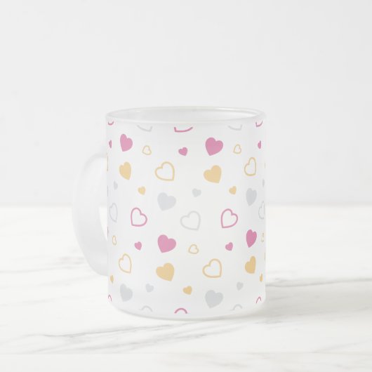 Stijlvol hartenpatroon matglas koffiemok (Voorkant links)