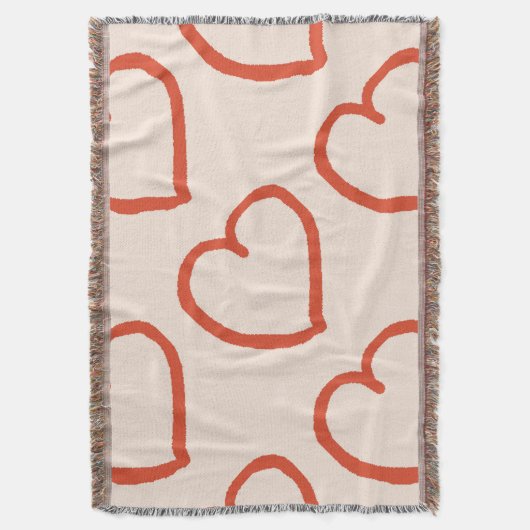 Stijlvol hartjes patroon rood op roze deken (Voorkant Verticaal)