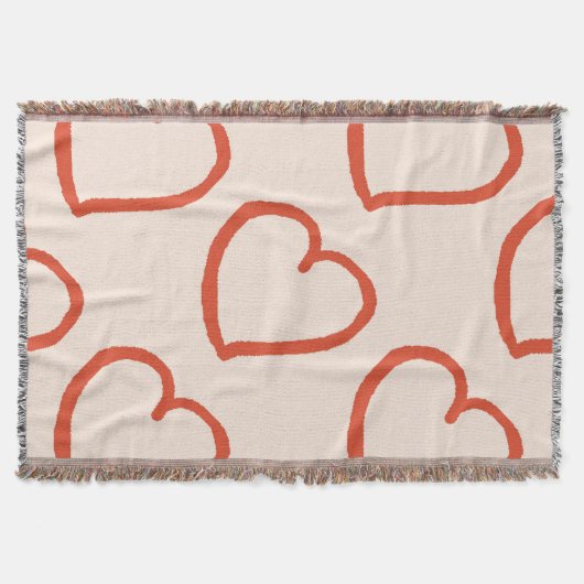 Stijlvol hartjes patroon rood op roze deken (Voorkant)