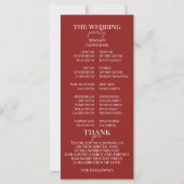 Stijlvol Hedendaags Roze en Rood Ceremonieprogramm (Achterkant)