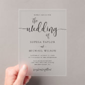 Stijlvol hedendaags script Black Wedding Acryl Uitnodigingen (Insitu (Draagbaar))