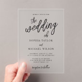 Stijlvol Hedendaags Script Zwart Wit Bruiloft Acryl Uitnodigingen (Insitu (Draagbaar))