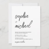 Stijlvol Hedendaags Script Zwart Wit Bruiloft Kaart (Voorkant)