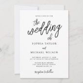 Stijlvol Hedendaags Script Zwart Wit Bruiloft Kaart (Voorkant)